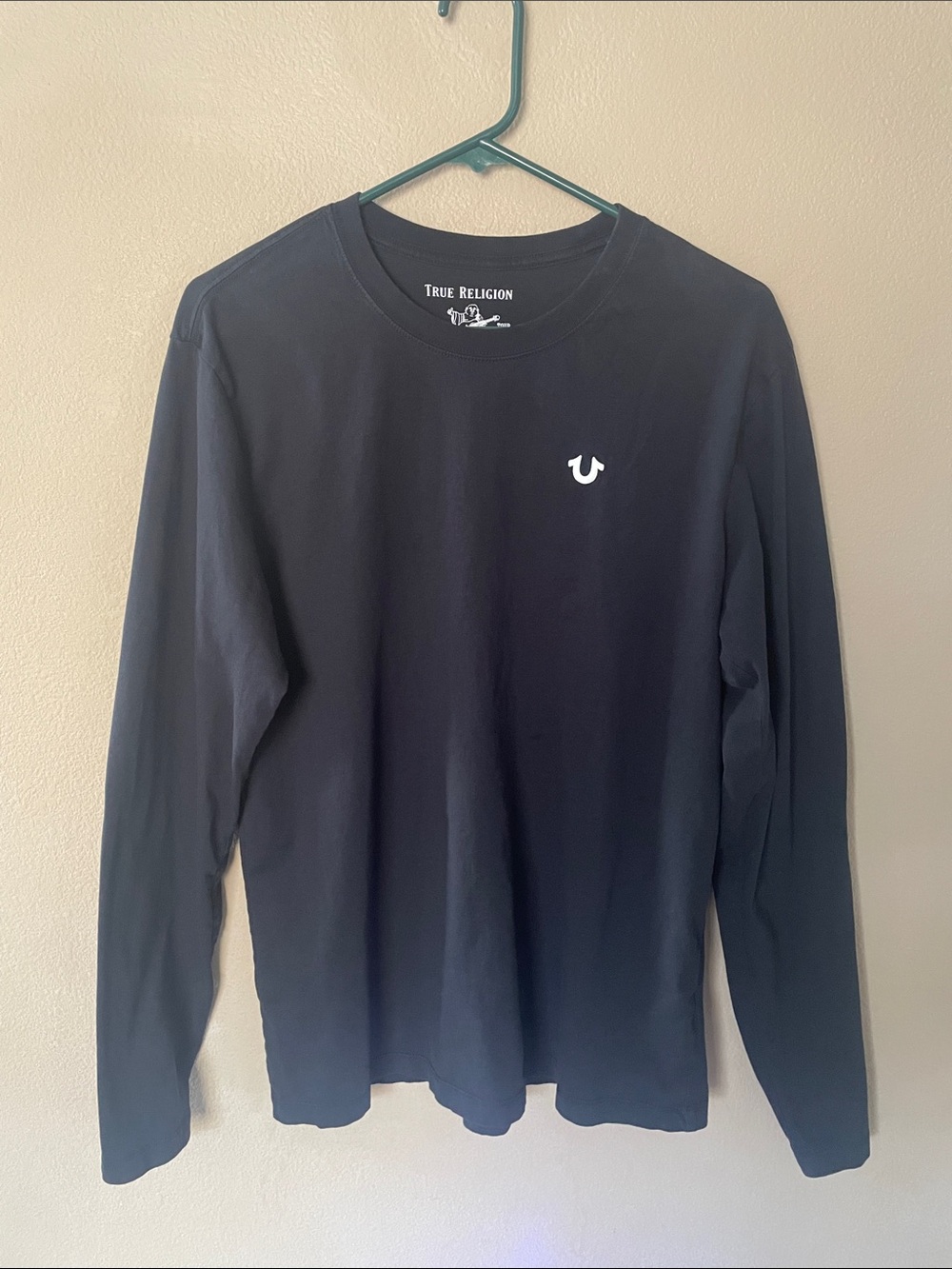 True Religion Black Long Sleeve Logo Crewneck Tee